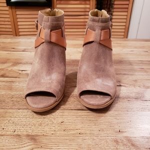 Lucky Brand Peep Toe Booties NWOB